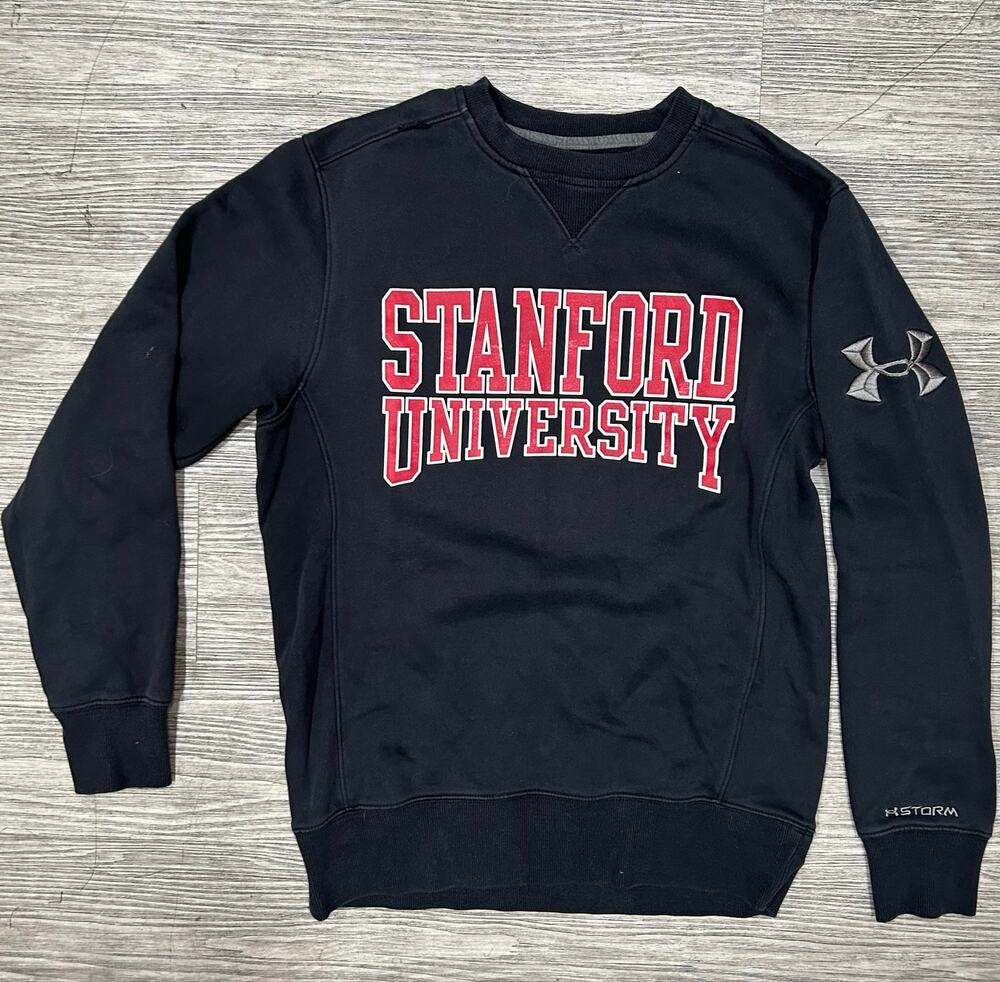 Under Armour Stanford University Black Crewneck Sweatshirt Men's Small Charged